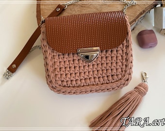 Brown Crochet Bag, Handknitted Bag For Woman, High Quality Bag, Shoulder Bag, Handmade Women’s Purse, Elegant Bag Knitted, Gift For Wife