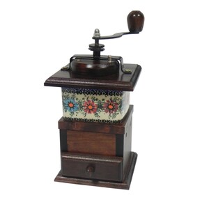 Coffee grinder, Manual coffee mill made from wood and porcelain, Coffee grinder, Handmade wooden and ceramic mill for coffee beans
