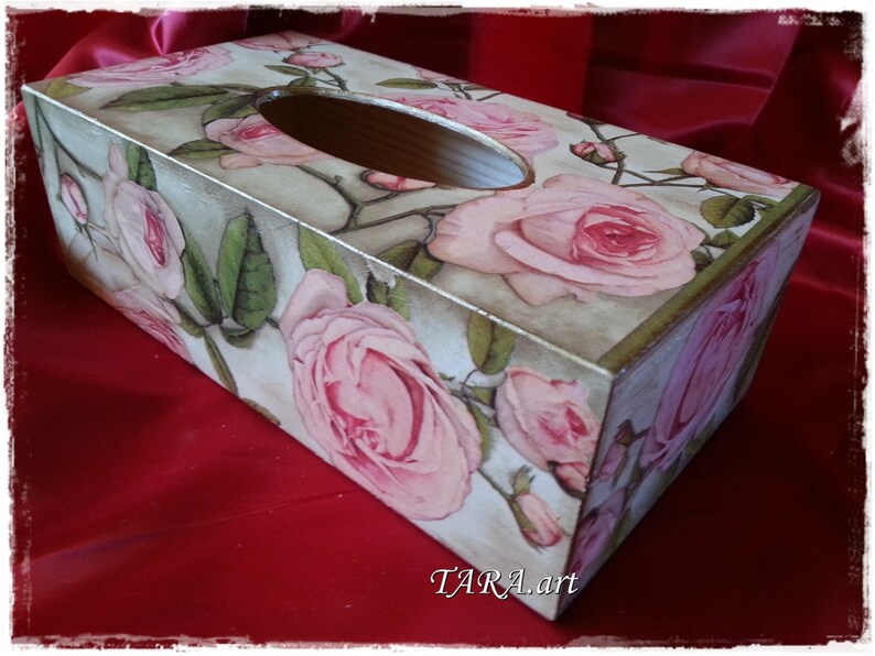 Decoupage tissue box wooden tissue box vintage tissue Etsy
