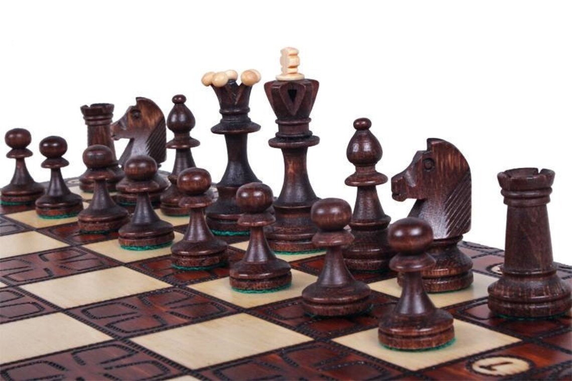 Classic Chess Board Carved Chess Set From Wood Wooden Chess | Etsy