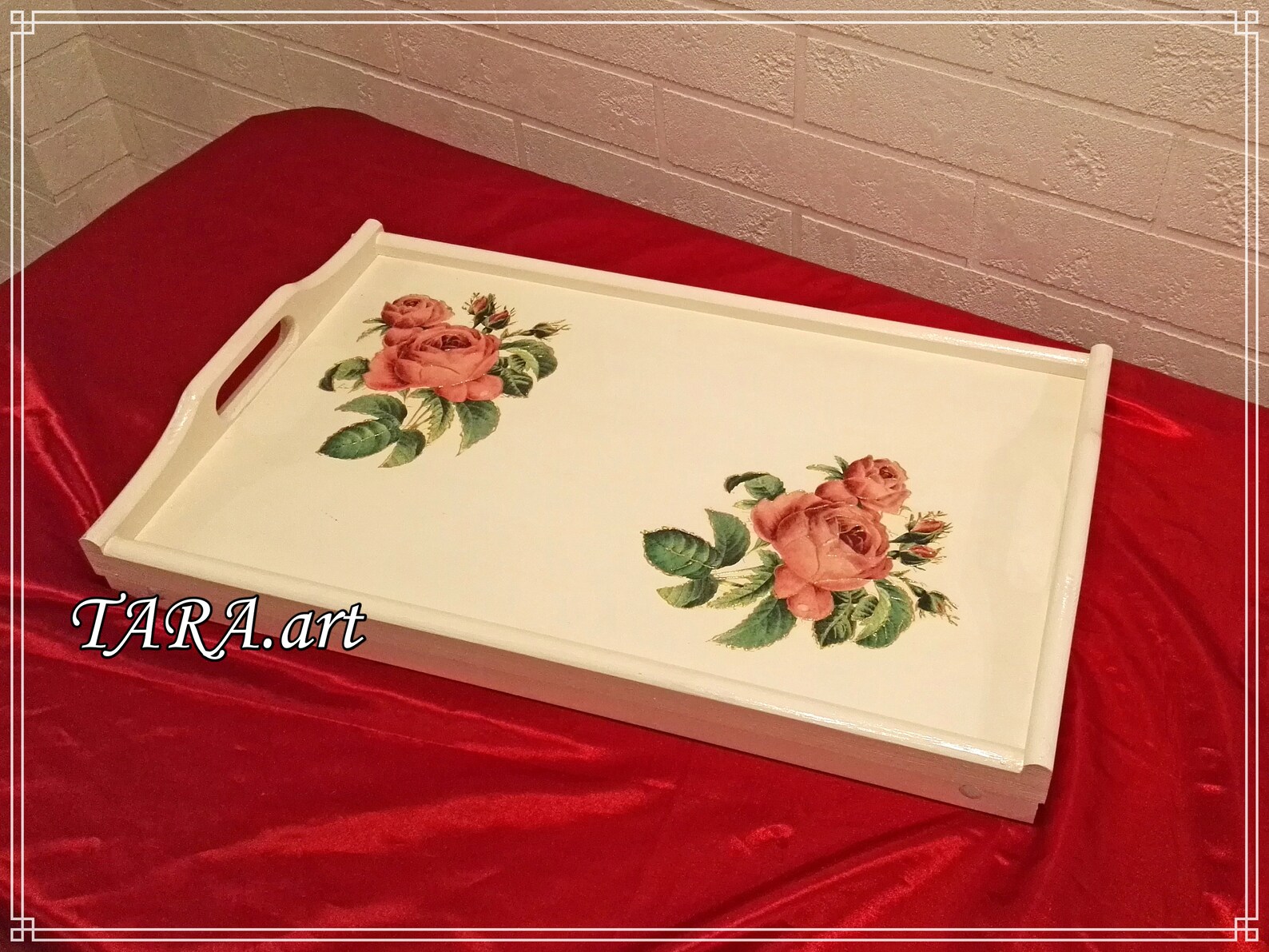 Tray Decoupage Tray Wooden Tray With Legs Coffee Table Etsy