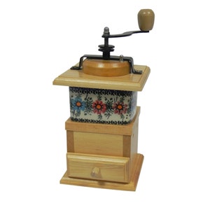 Manual coffee grinder, Coffee bean mill made from wood and porcelain, Coffee grinder, Handmade wooden and ceramic grinder for coffee beans