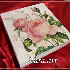 Decoupage jewelry box, wooden jewellery holder, jewelry storage, jewelry organizer, gift for girl, handmade jewellry box with roses