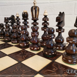 Big chess board, Carved chess set from wood, Wooden chess board, Handmade chess pieces wood, Large foldable chessboard with storage space