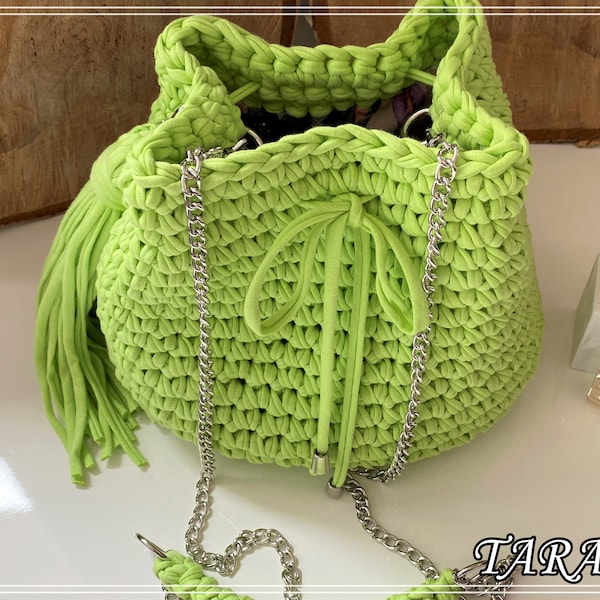 Borsa di capacità, Borsa a tracolla all'uncinetto, Borsa a tracolla verde, Borsa a tracolla a catena in metallo per le donne, Grande borsa alla moda per ragazza, Regalo di compleanno