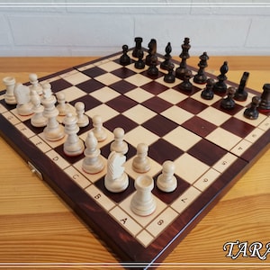 Handmade Wooden Chess Set: Folding Board with Storage