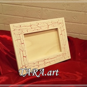 Decoupage frame, wooden frame,  home decor, wall decor, wood frame, small picture frame, photo frame, home decor, red and white frame