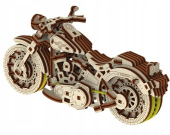 Motorcycle for self assemble, 3D puzzle from wood, Wooden Jigsaw puzzle, 3D model motorcycle for adults and kids, Mechanical puzzle
