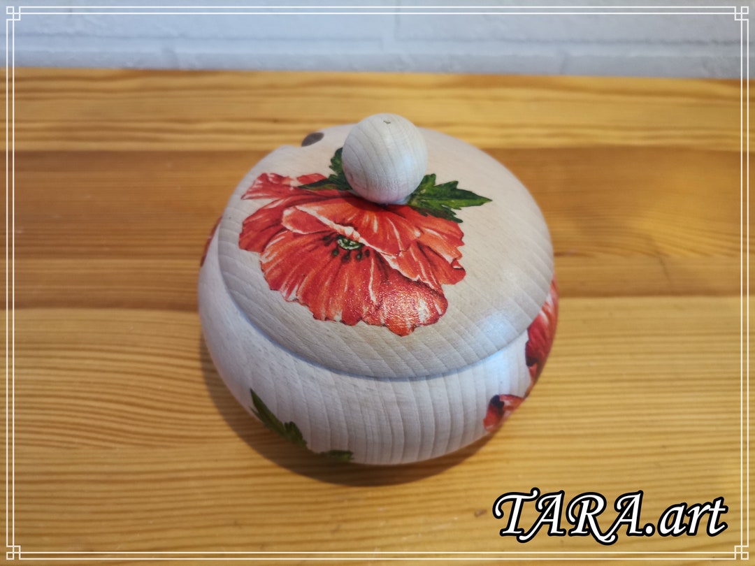 Sugar Bowls, Wooden Sugar Bowl, Decoupage Sugar Bowl, Sugar Bowl With Lid, Sugar Box, Sugar