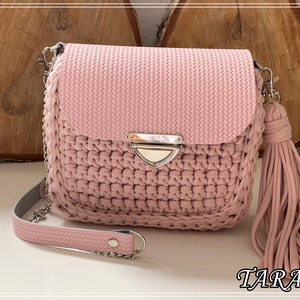 Sac au crochet, Sac femme, Sac à bandoulière, Sac à bandoulière, Sac fait main, Sac rose, Sac à main, Sac à main femme, Sac tricoté, Sac élégant tricoté