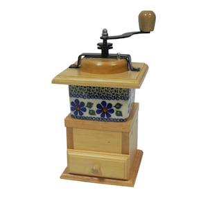 Coffee mill made from wood and porcelain, Manual coffee grinder, Coffee grinder, Handmade wooden and ceramic grinder for coffee beans