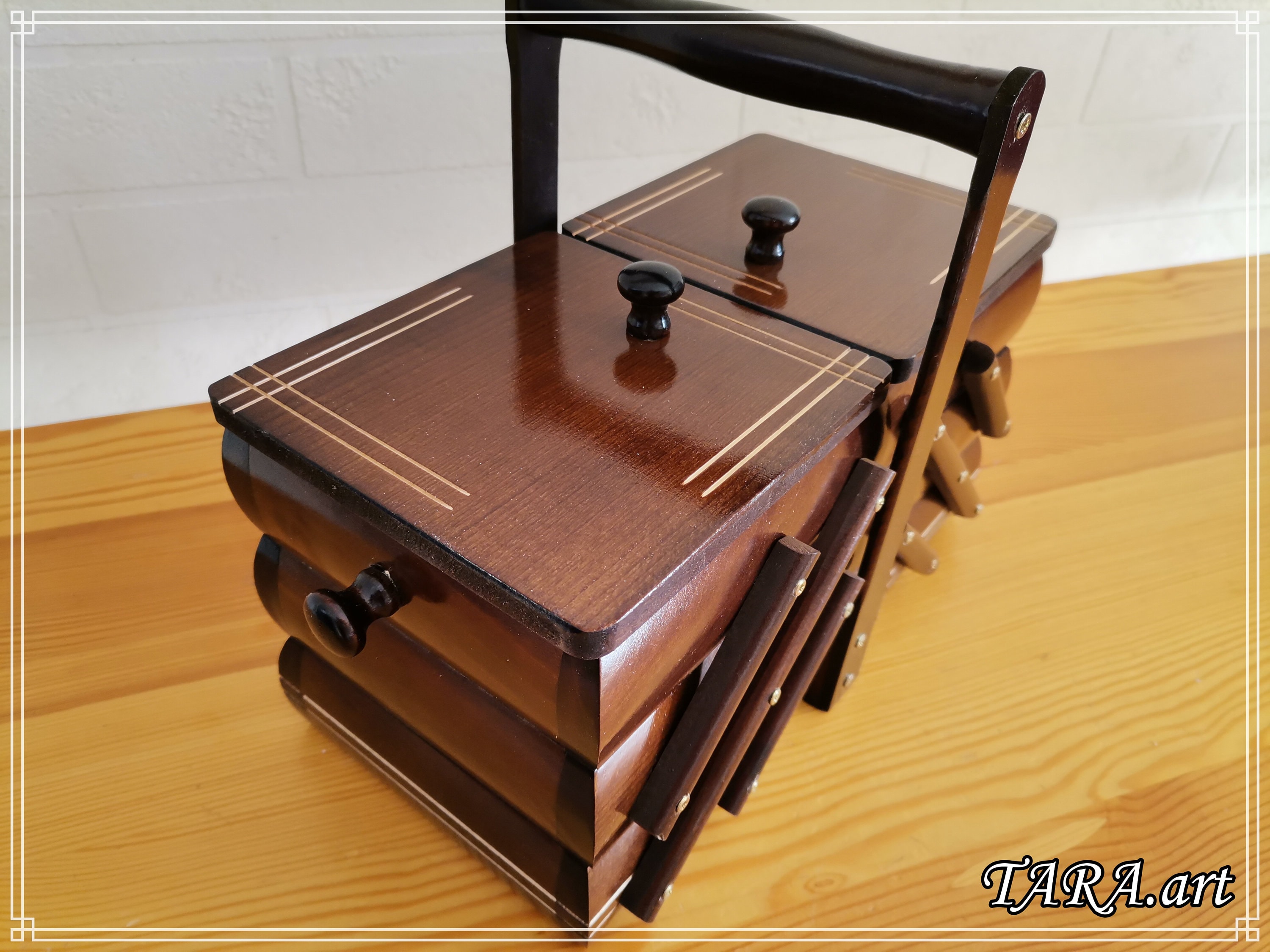 Wooden Storage Organizer for Sewing Kit Sewing Box Wood Fold Etsy