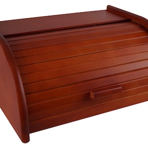 Beautiful brown bread box made from wood, decorative bread bin, vintage food storage, retro bread box, moving in gift, present for woman