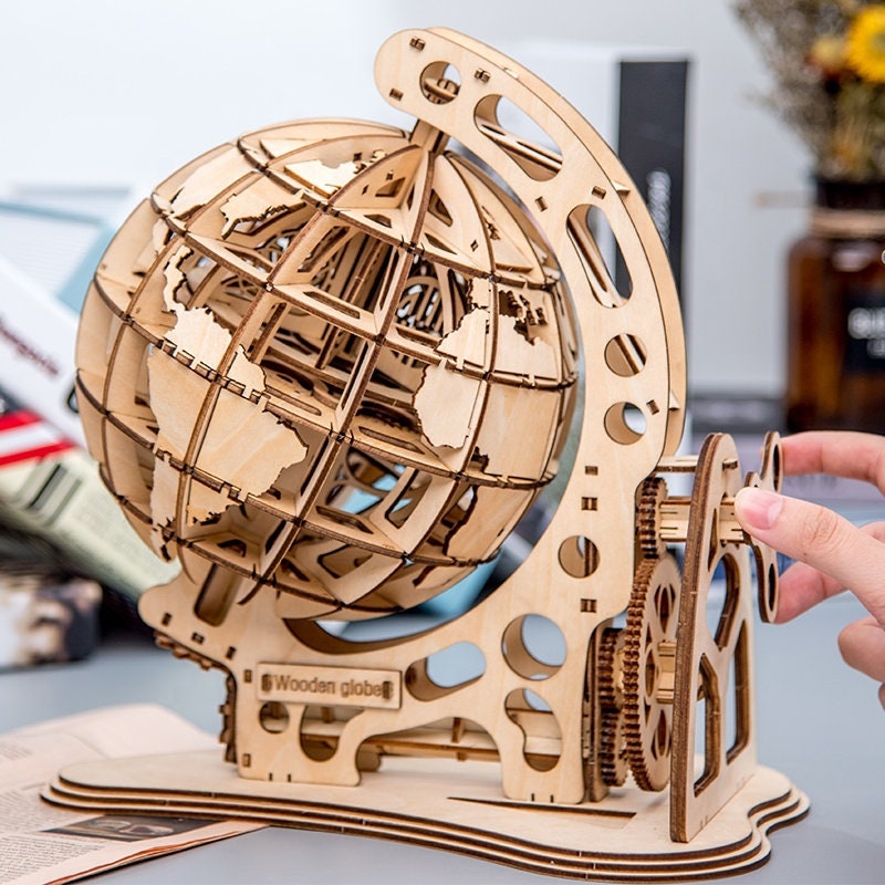 3D Wooden Puzzle Model Kits Building Mechanical Jigsaw Globe Models Set 
