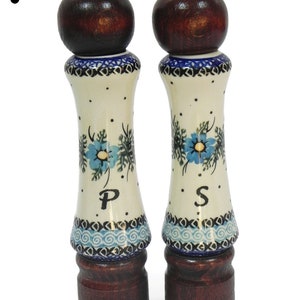 Set of salt and pepper mill made from wood and porcelain, Set of salt and pepper grinder, 2 pieces of handmade wooden and ceramic grinders image 7