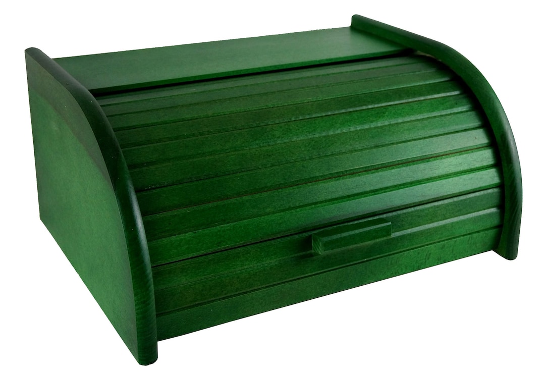 Green Bread Box Made From Wood, Vintage Kitchen Storage Box, Farmhouse