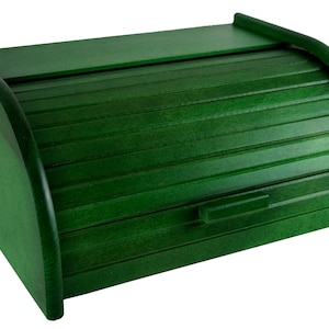 Green bread box made from wood, vintage kitchen storage box, farmhouse bread bin, large rustic bakery organizer made from natural wood