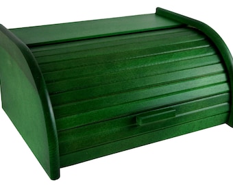 Green Beech Wood Bread Box: Vintage Farmhouse Kitchen Storage