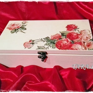 Tea box, wooden tea box, decoupage, tea storage, tea bag holder, decorative tea box, kitchen box, tea organizer, tea set, jewellery box