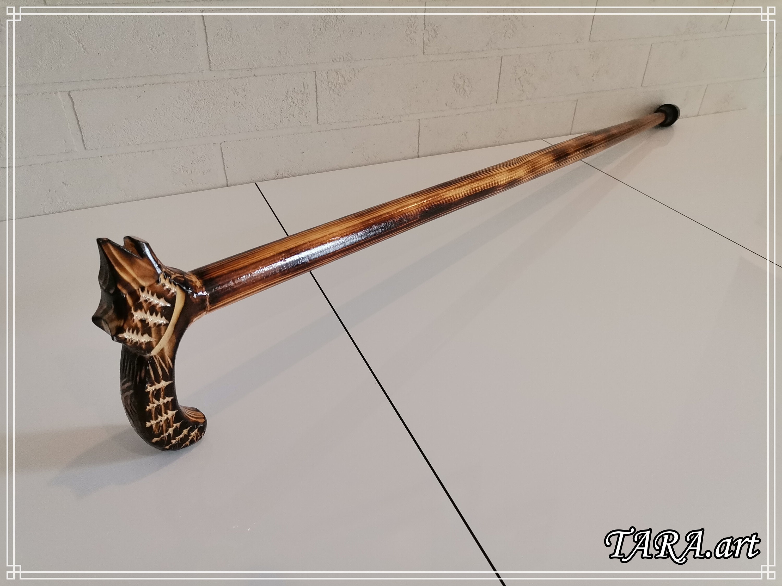 Handgefertigter Wanderstock Aus Holz – Braun Mit Jutegriff, 91,4 Cm, Leicht & Stabil Für Damen/Herren