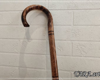 Dark brown wooden cane, Simple walking stick from wood, Solid cane stick, Sturdy cane, Classic cane stick, Gift for father or grandfather