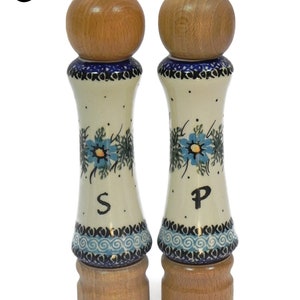 Set of salt and pepper mill made from wood and porcelain, Set of salt and pepper grinder, 2 pieces of handmade wooden and ceramic grinders image 6