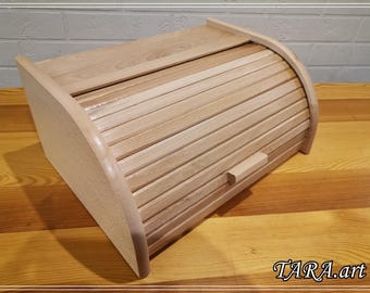 Unfinished bread box from wood, wooden bread box, natural bread bin, real beech wood box for bakings, unpainted box for decoupage