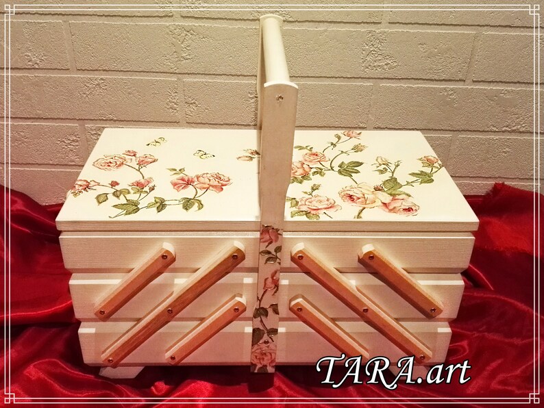 Decorative Sewing Box Wooden Storage Box Fold Out Box From Etsy