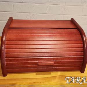 Burgundy bread box, bread box from wood, vintage bread bin, retro bread bin, elegant bakery organizer, best new home gift