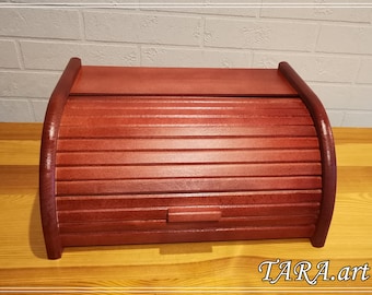Burgundy bread box, bread box from wood, vintage bread bin, retro bread bin, elegant bakery organizer, best new home gift