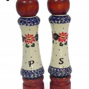 Set of salt and pepper mill made from wood and porcelain, Set of salt and pepper grinder, 2 pieces of handmade wooden and ceramic grinders image 4