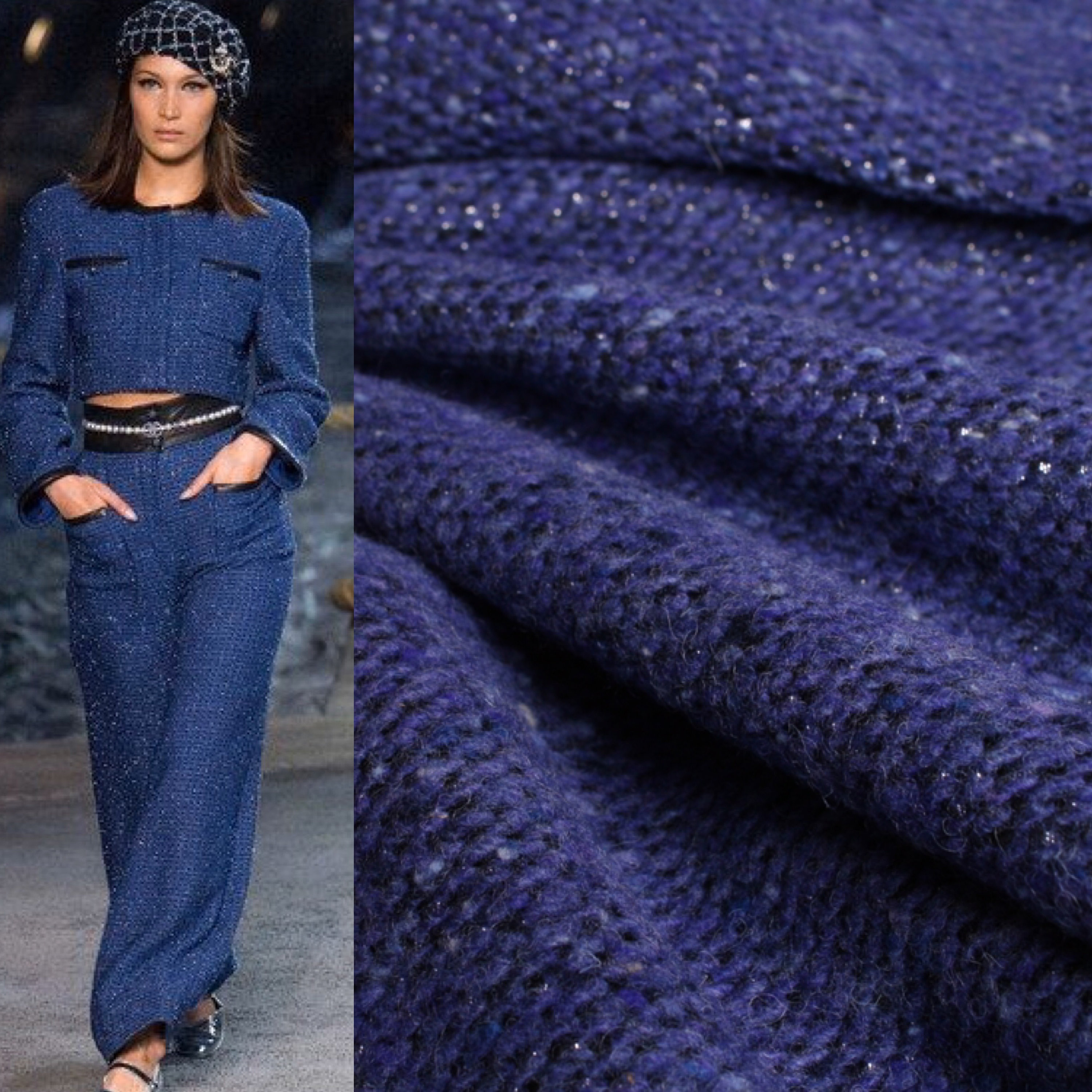 Piece of tweed Chanel ArS1082 Fabric Chanel Wool fabric Etsy