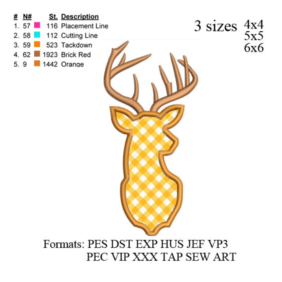 Deer Applique Embroidery Designbuck Deer Embroidery Etsy