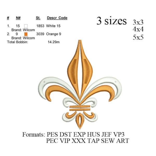 Fleur de lis embroidery machine . embroidery pattern, embroidery designs No 319 ... 3 sizes  instant download