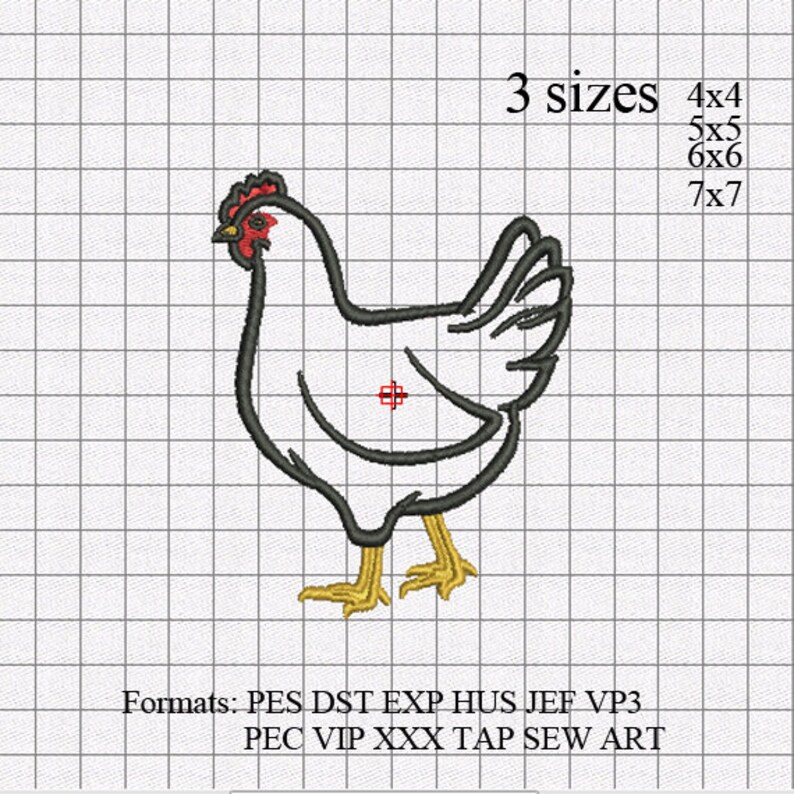 Chicken Applique Embroidery Machineembroidery Pattern Etsy