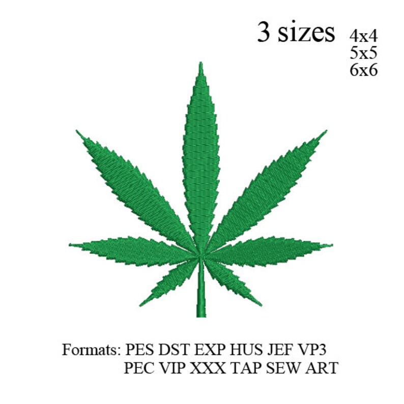 Marijuana cannabis leaf embroidery designmachine embroidery  etsy Marijuana cannabis leaf embroidery designmachine embroidery  etsy