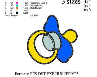 Pacifier Applique machine,pacifier applique embroidery pattern, embroidery designs No 571