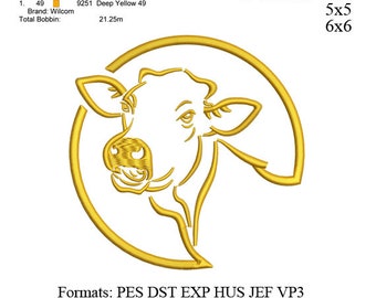 Cow head embroidery design,Cow head embroidery pattern,embroidery design No 820 ...  3 sizes