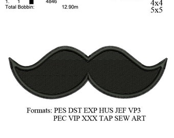 Mustache fill stitch embroidery machine embroidery . embroidery designs