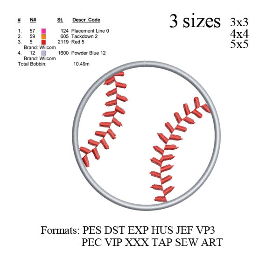 Baseball Applique Embroidery Design, Embroidery Machine. Embroidery Pattern . No 550... 3 Sizes