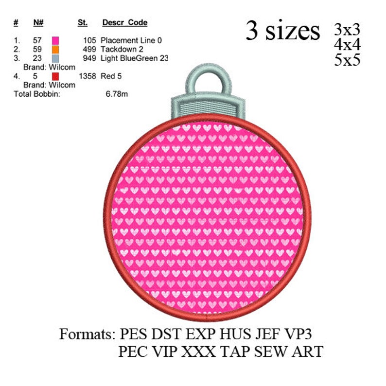 Ornament Christmas Ball Applique Embroidery Design Machine Etsy