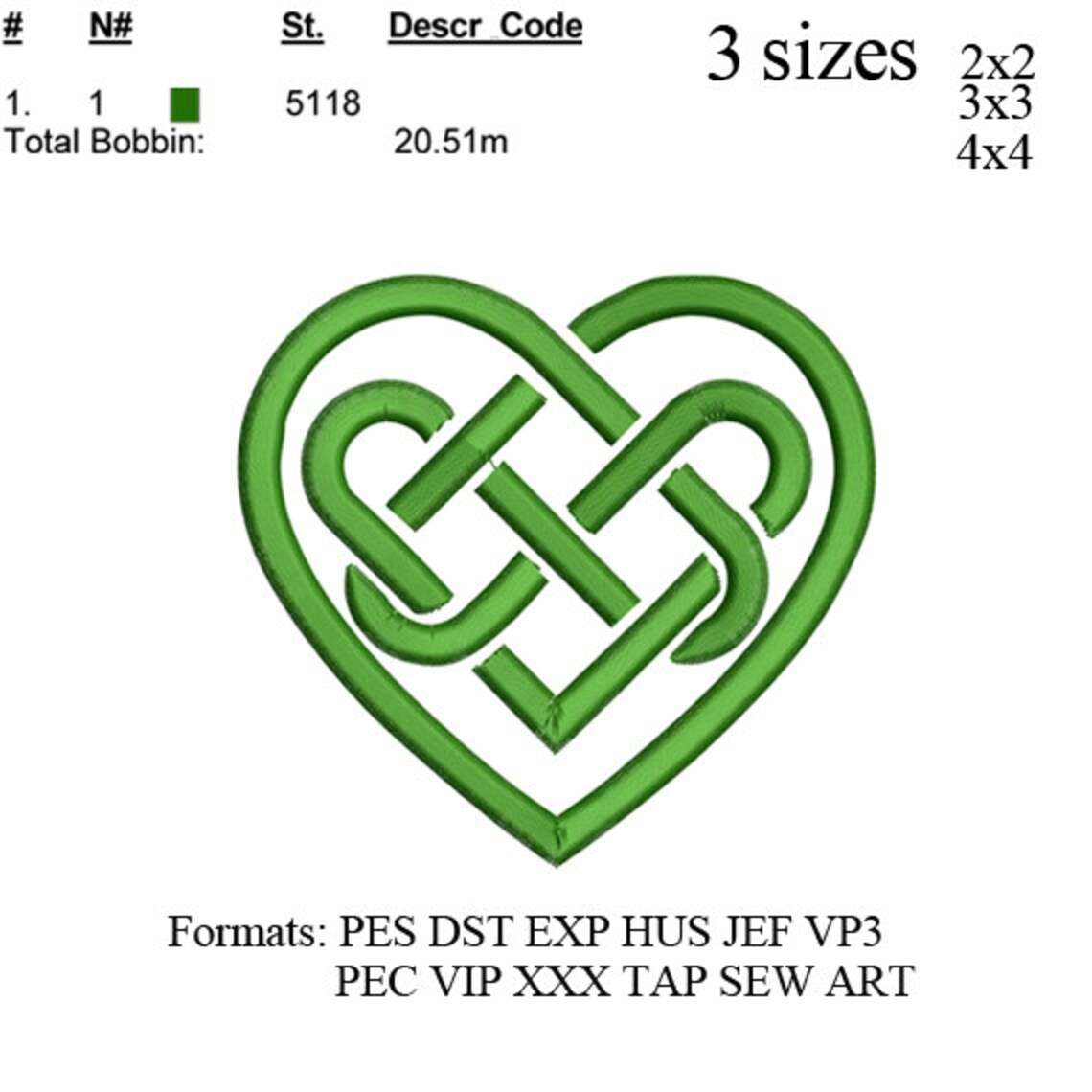 Celtic Knot Heart Embroidery Machine . Embroidery Pattern . Etsy