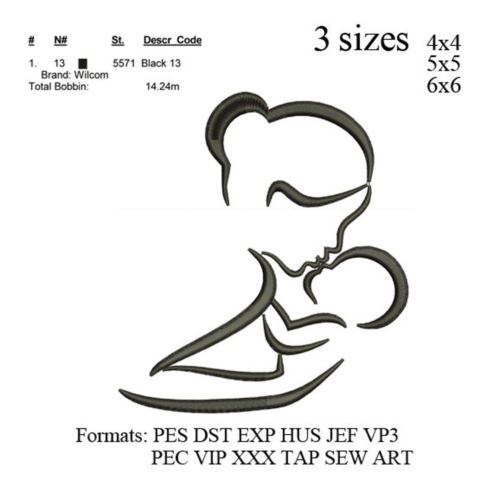 Mother Father Baby Set Embroidery Machinemom and Baby | Etsy