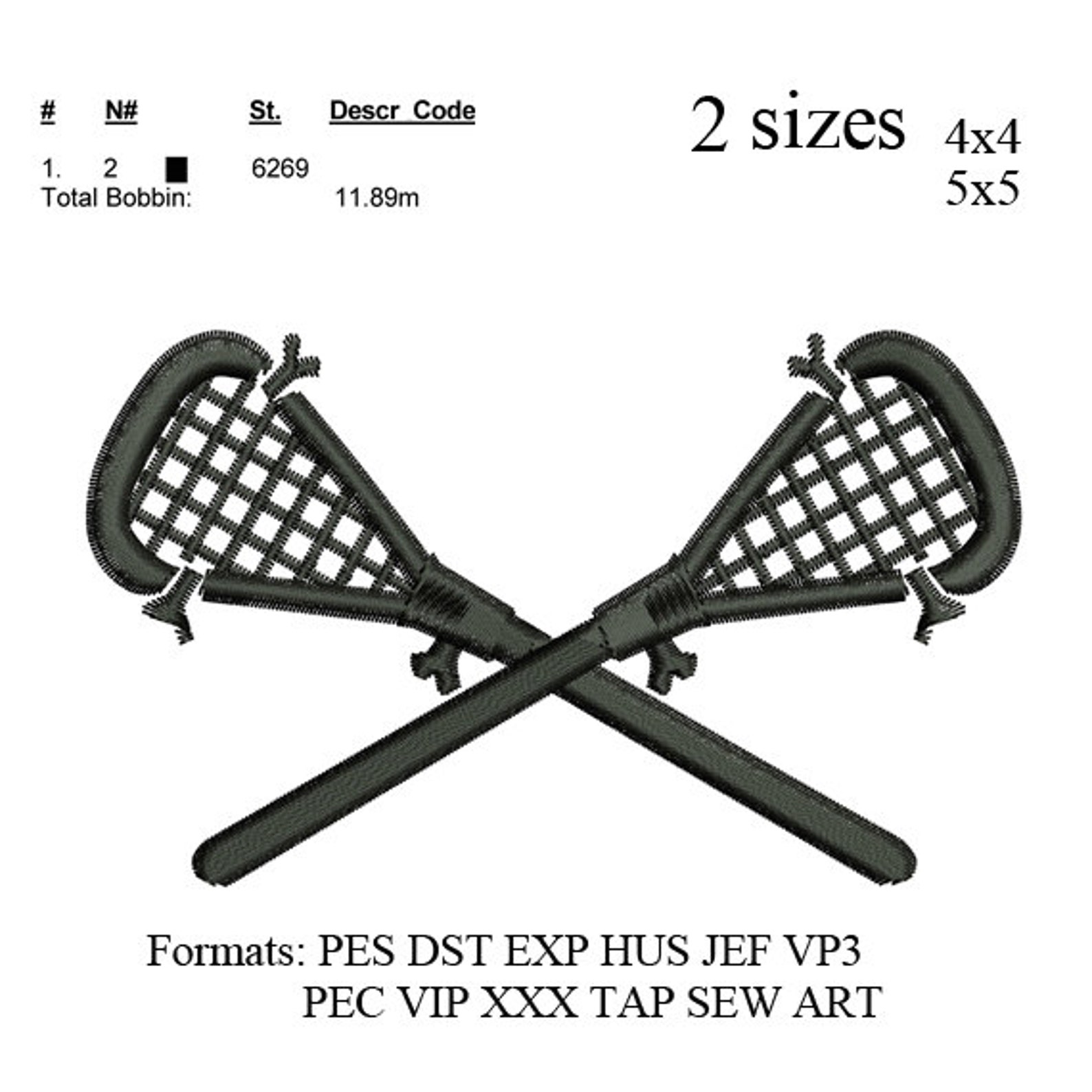 Lacrosse Logo Embroidery Machine . Embroidery Pattern . Etsy