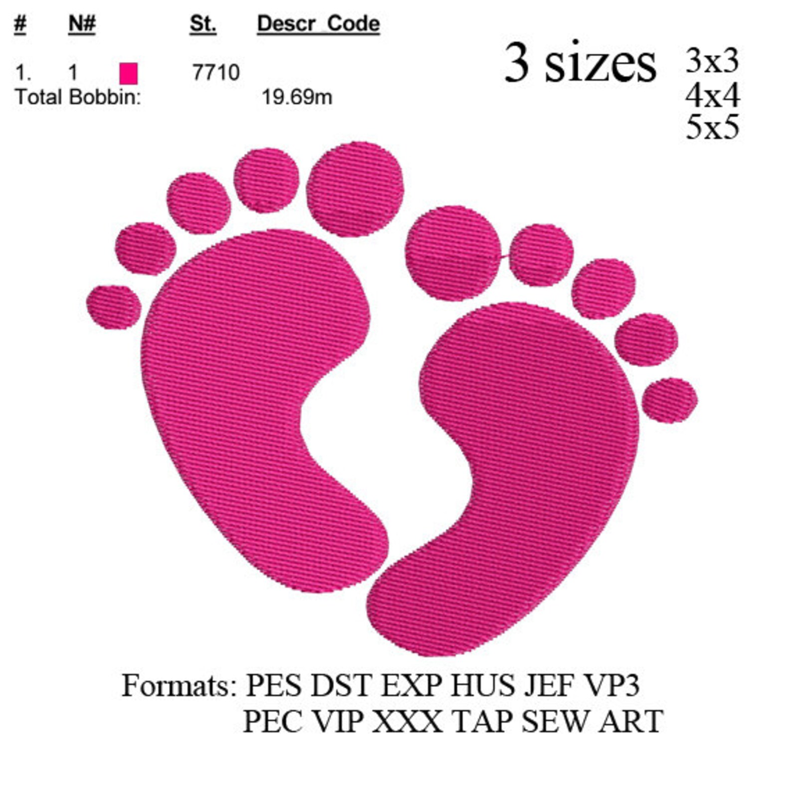 Baby Feet Embroidery Machine. Embroidery Pattern . Embroidery Etsy
