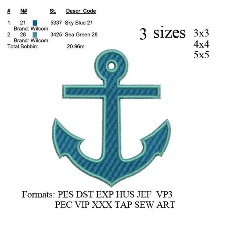 Anchor set embroidery design. 02 embroidery patterns . Etsy