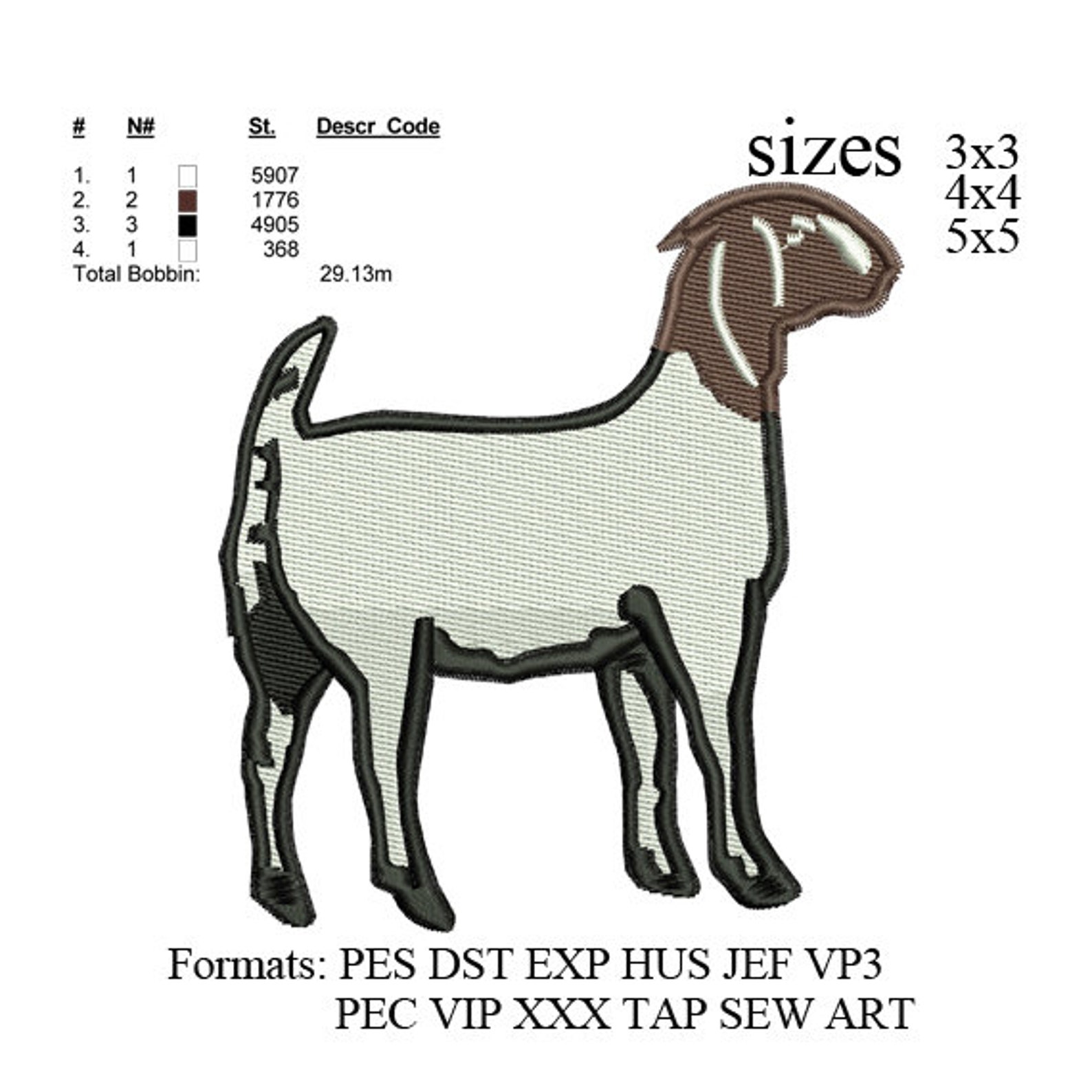 Goat set embroidery designpack of 09 embroidery design motif Etsy