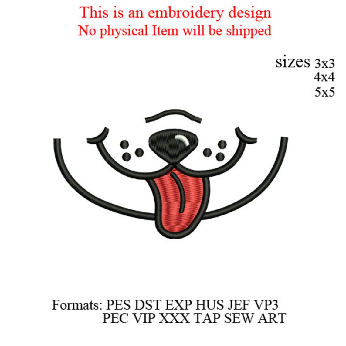 Dog Face Embroidery Designdog Embroidery Designmachine Etsy