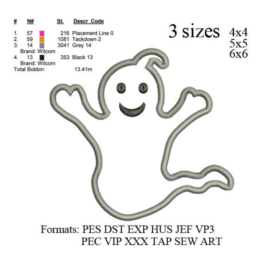 Halloween Ghost Applique Embroidery Machinehalloween Ghost Etsy