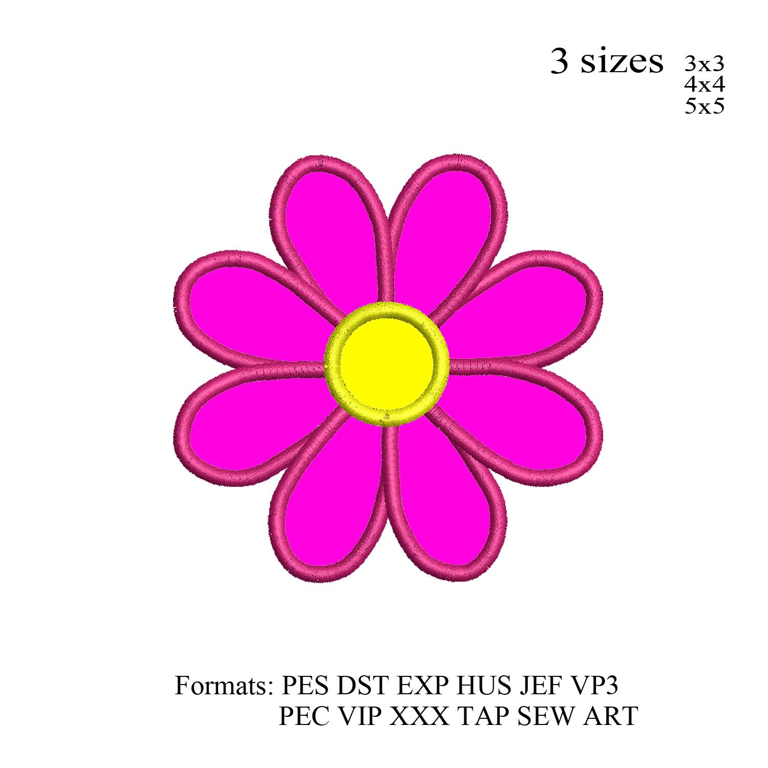 Daisy Flower Applique Embroidery Design. Embroidery Pattern . Etsy